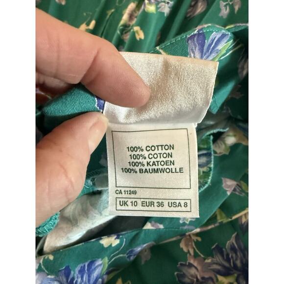 Vtg Laura Ashley Tea Dress Green Floral Cottagecore Exposed Shoulder Size 6 (4) - Picture 11 of 12
